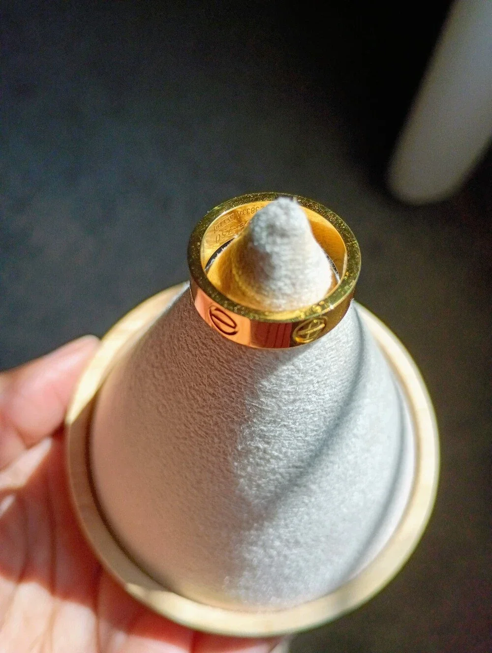 New Gold Tone Love Ring with Screw Motif